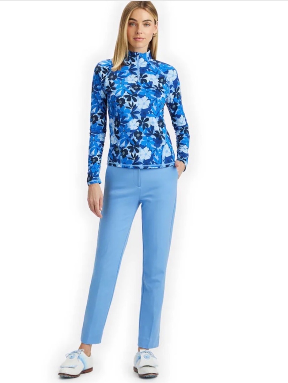 G/Fore Floral Camo Silky Tech Quarter Zip Pullover Women's Size L Dawn